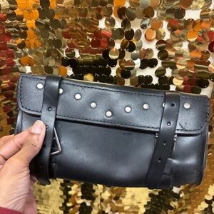 Black Leather Studded Belt